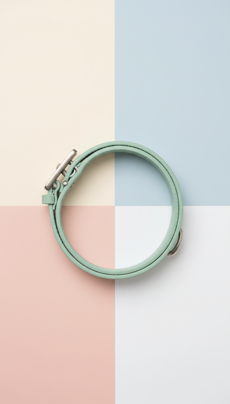 Collier cuir végan sauge pastel